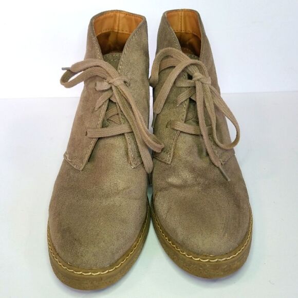 Merona Suede Lace Up Rubber Chunky Heel Ankle Boots Booties 8 - Picture 5 of 12